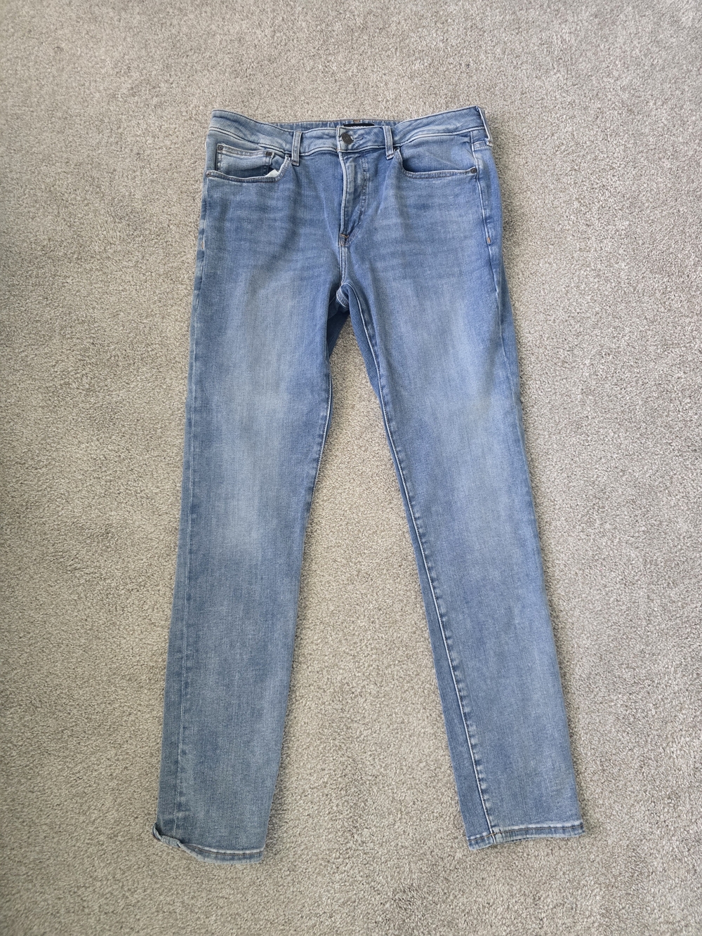 Express Men's Light Blue Skinny 4 Way Hyperstretch Denim Jeans Sz 34x32